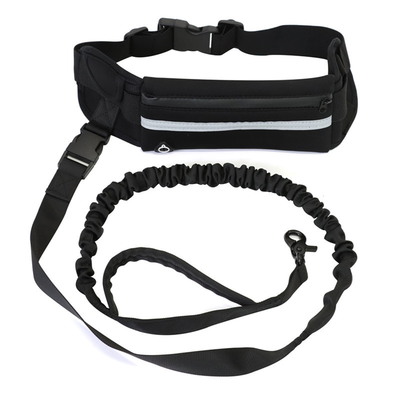The Buddy System Hands Free Dog Leash Adjustable Leash for Running Jogging Running and Buddy Bag Waist Belt Bag with Magnetic Closure for Pet Training Training and Service Dogs Regular, Black 