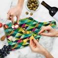 thumbnail image 4 of Indie Cutting Board, Watercolor Triangles Pattern Modern Vibrant Colorful Geometric Grunge Abstract Design, Tempered Glass Cutting and Serving Board, Wine Bottle Shape, Multicolor, by Ambesonne, 4 of 5