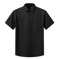 Chiccall Mens Plus Size Shirts Hiking Short Sleeve Solid Summer Casual Loose Stylish Shirts 3XL Black