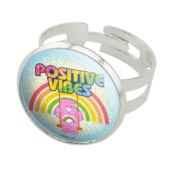 Care Bears Cheer Bear Positive Vibes Silver Plated Adjustable Novelty Ring