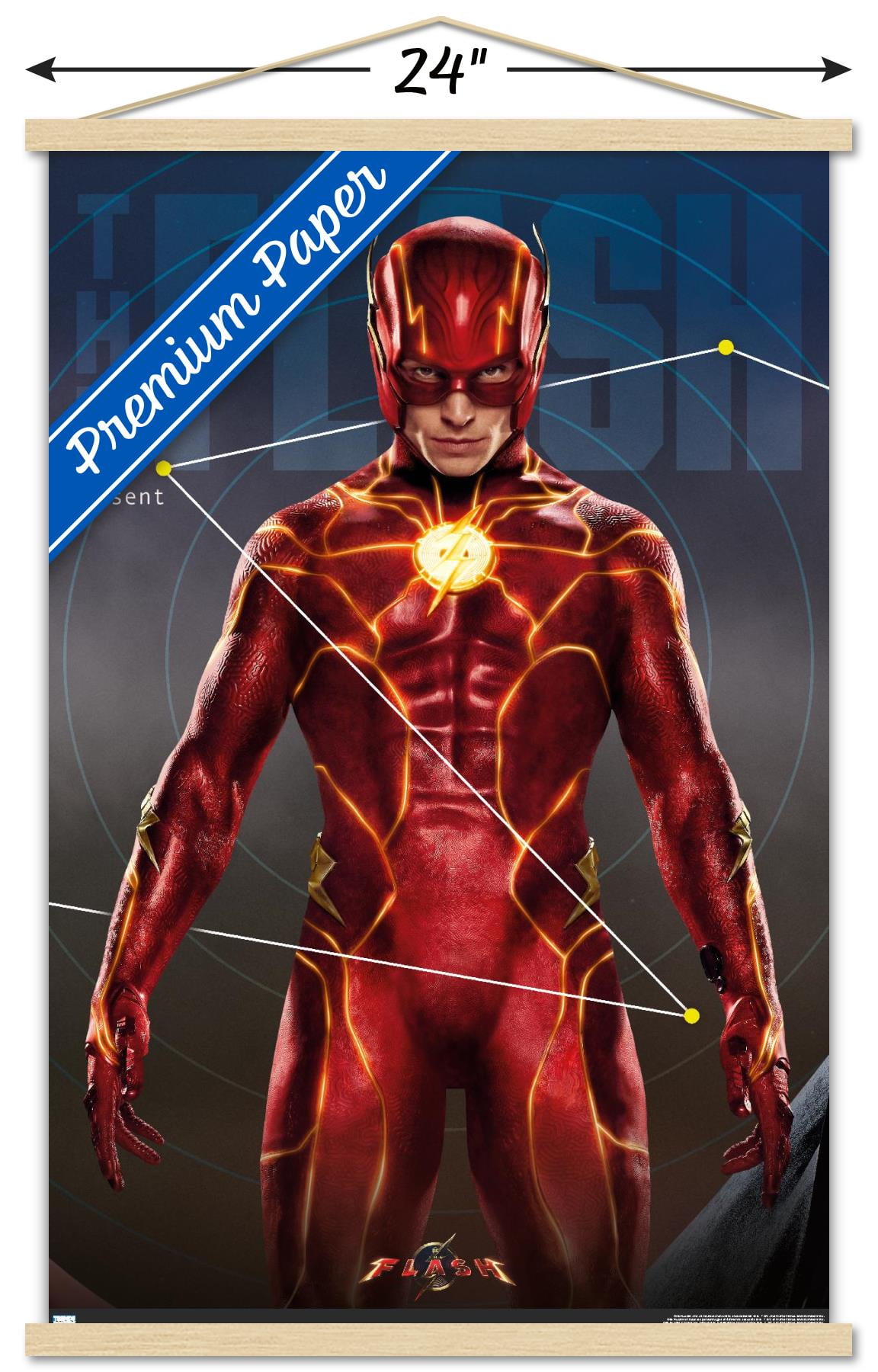 DC Comics Movie The Flash - The Flash Triptych Wall Poster with Magnetic Frame, 22.375" x 34"