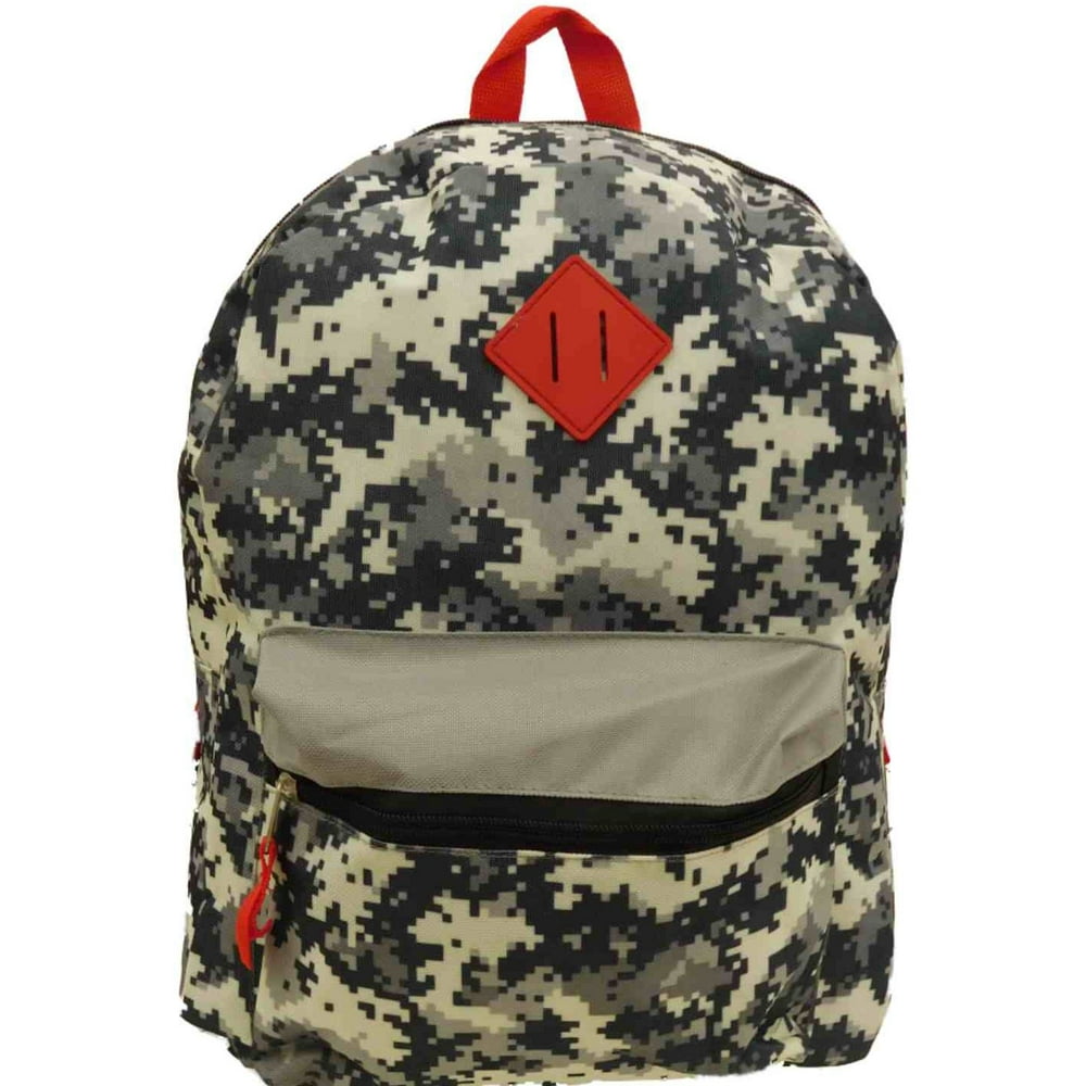 Accessories 22 Gray Geometric Camo Backpack School Travel Camouflage