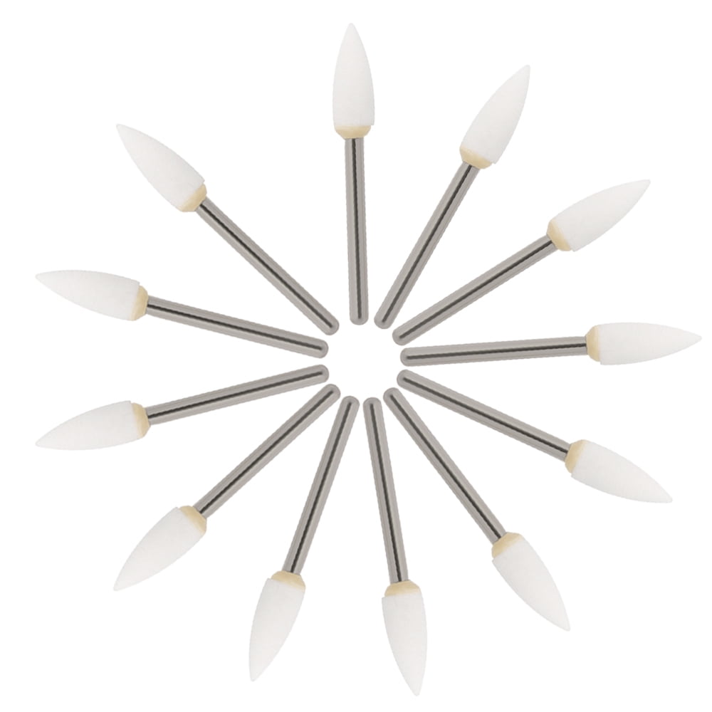 12pcs/Pack Mounted White Stone Lab Polishing Burs Ceramic Finishing