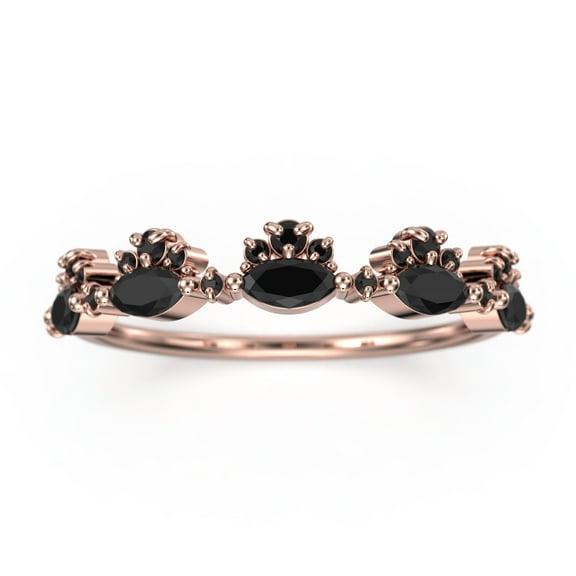 1.1ct Black Diamond Moissanite Chantilly 10K Rose GoldWedding Ring