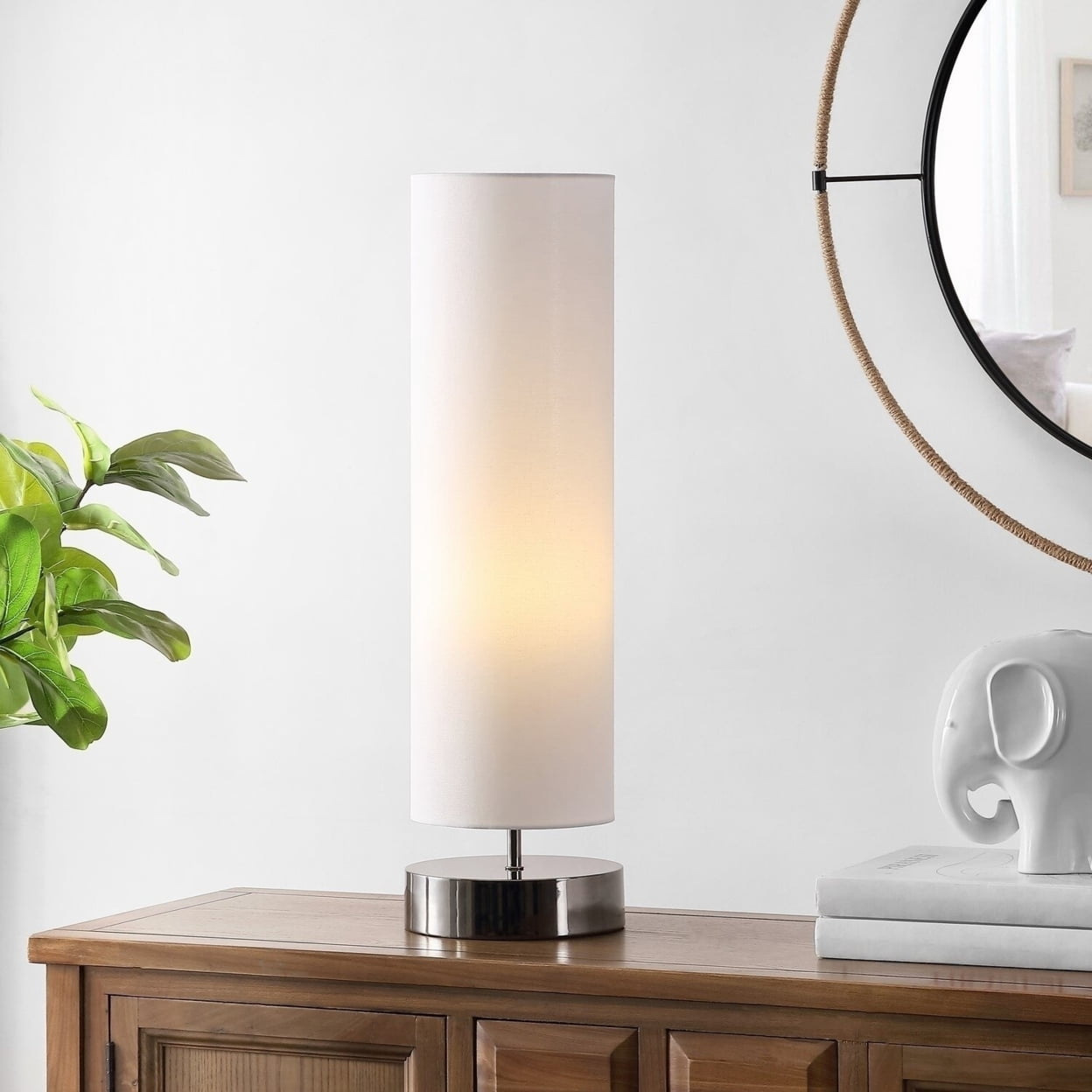 SAFAVIEH Wick 25.75 in. Solid Table Lamp, White