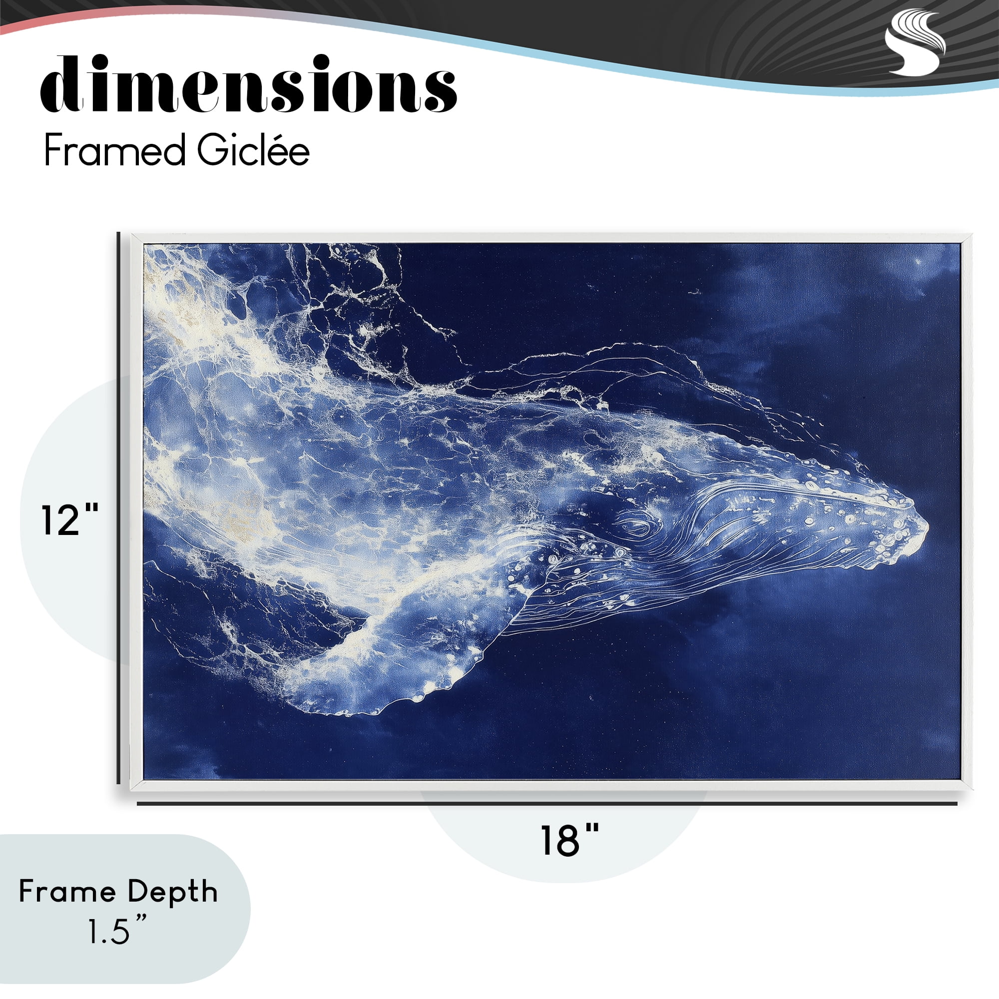 Stupell Industries Whale in Motion White Framed Giclee Art, design by Chromatic Storm Studio