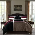 thumbnail image 2 of Chezmoi Collection Bernard 7-Piece Full Bed in a Bag Comforter Set with Sheets, Lightweight Comforter Burgundy Black Brown Patchwork Quilted Medallion Bedding Set for All Season, 2 of 9