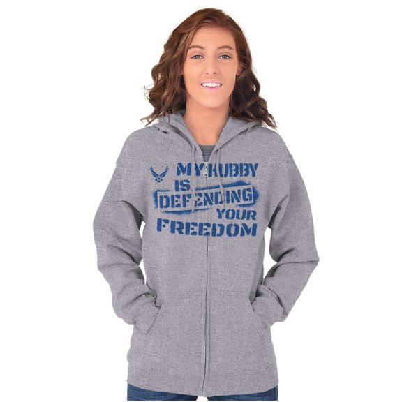 US Air Force Hubby Defending Freedom Women Plus Size Zipper Hoodie Brisco Brands 2X