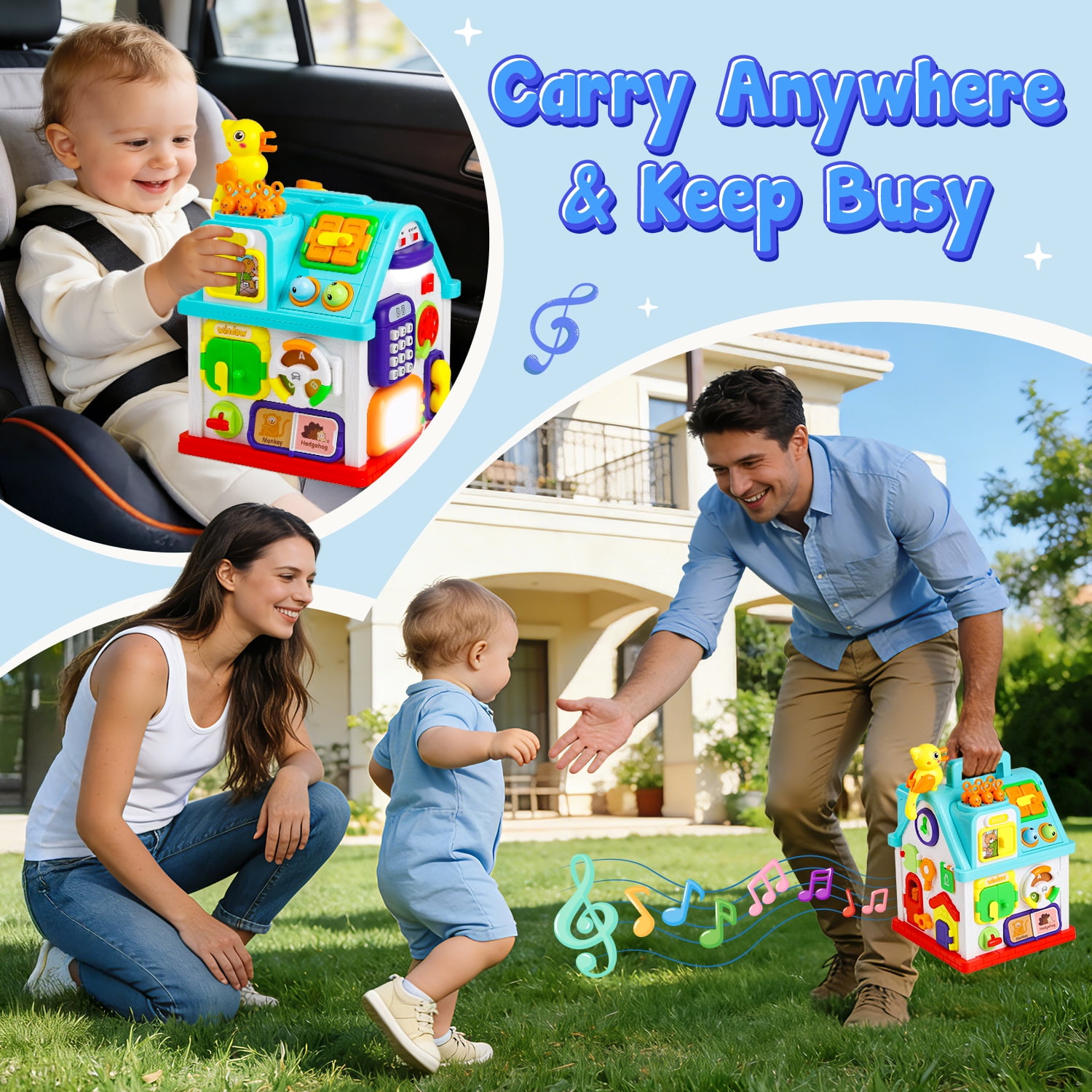 Beefunni Montessori Toddler Toy – Educational Musical Learning House for Boys & Girls, Baby Toys 6–12 Months, 1 Year Old Toys, Early Learning Activity Cube, Bilingual Kids Toy, Sensory Toys