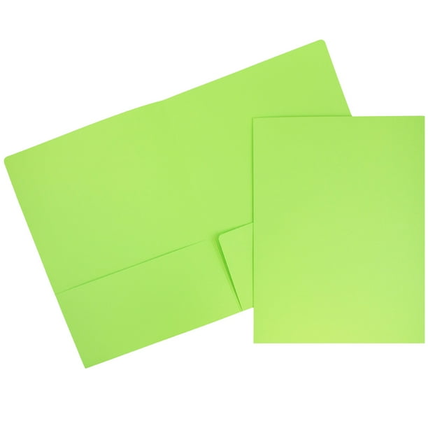 JAM Matte Two Pocket Folders, Lime Green, 100/Pack