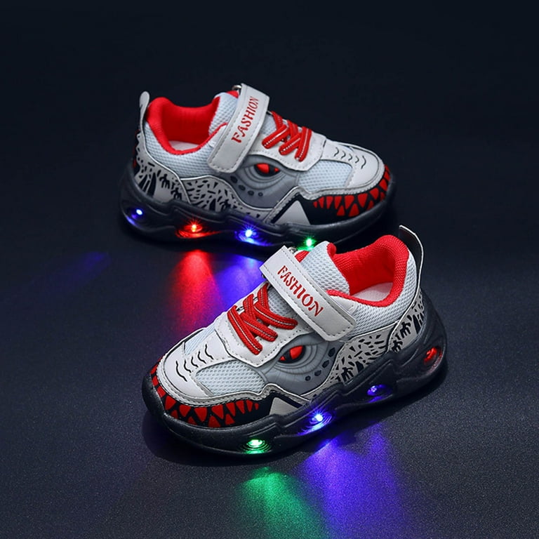 Shoes Toddler Shoes Boys Shoes Girls Kids Shoes Toddler Boy Shoes Toddler Boys Girls Light Up Shoes LED Lightweight Mesh Breathable Walking Sneakers Kids Fashion Flashing Sneaker Athletic Running Shoe...