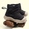 thumbnail image 4 of Quealent Baby Boys Girls Winter Warm Shoes Cozy Fleece Snow Boots Toddler Non-Slip Walking Shoes Infant Outdoor Water Resistance Faux Furry Booties Black for Size 6, 4 of 4