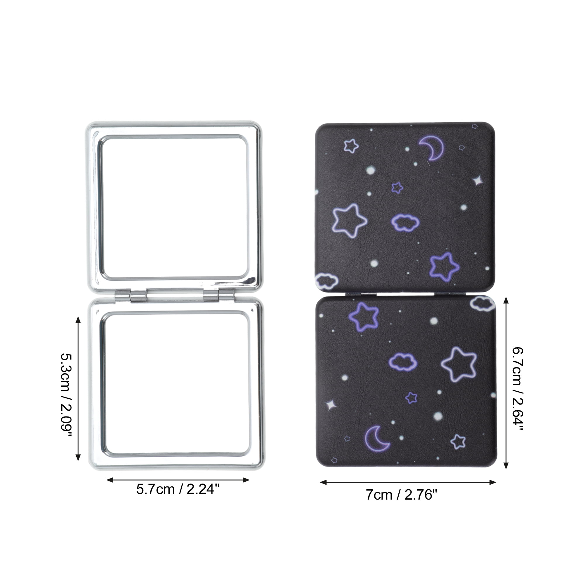 Unique Bargains Compact and Stylish 1 Pc Folding Makeup Mirror in Black Color