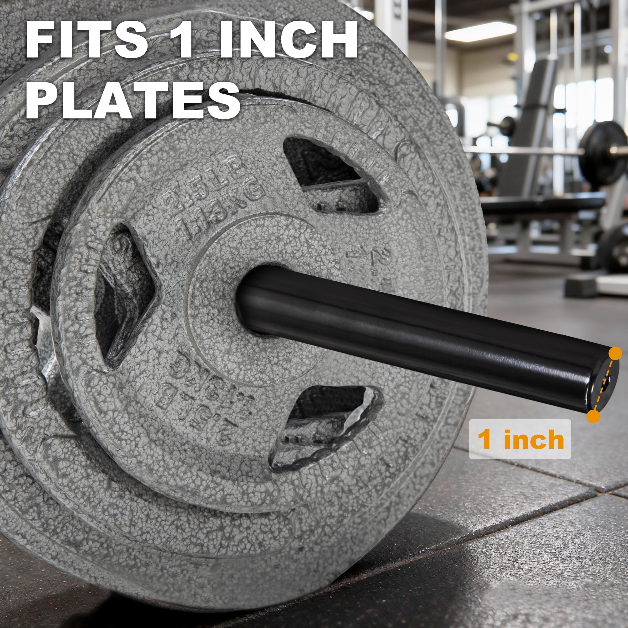 FlexWave Straight Barbell Bar, Alloy Steel, 1-Inch Standard Diameter, Black Finish, Available in 5FT and 7FT
