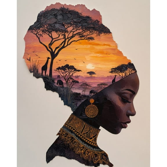 Paint by Numbers for Adults Kids Beginner Gazing at the African Sunset DIY Acrylic Painting by Numbers Kits with Brushes Acrylic Pigment Home Decoration Gifts 16 x 20 inch