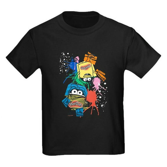 CafePress - Play Doh Cans Splatter T Shirt - Dark T-Shirt Kids XS-XL