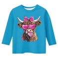 thumbnail image 3 of WOYY Big Girls 3/4 Sleeve T Shirt for Valentine's Day Cute Highland Cow Print T-Shirt, 3 of 3