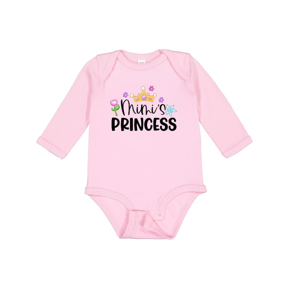 Inktastic Mimi's Princess Crown and Flowers Girls Long Sleeve Baby Bodysuit