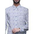 thumbnail image 4 of BESTMAN Chemise en Coton pour Hommes Manches Longues Imprimée Col Évasé Slim Formelle, 4 of 5