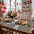 thumbnail image 5 of Black Striped Round 15 Inch Placemats Set of 2, Modern Simple Farmhouse Beige Vintage HeatResistant Non Slip Place Mats for Dining Table, Wipeable Braided Kitchen Table Mats for Housewarming, 5 of 9