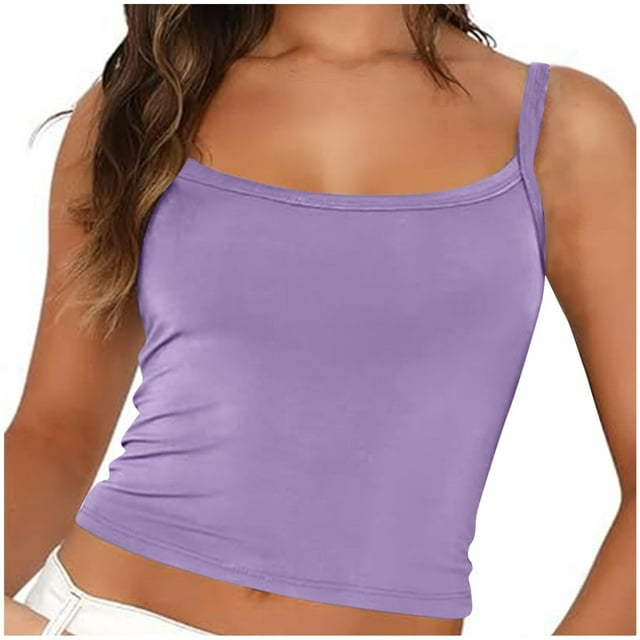 Mode Femmes Camisole Sans Manches à Col Rond Uni Débardeurs Vêtements d'Été