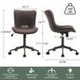 thumbnail image 4 of YOUNIKE Modern Office Chair with Wheels Adjustable Ergonomic Desk Task Chair in Mid-Back Brown Same-Colored Bottom PU Design, 4 of 12