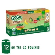 GoGo SqueeZ Organic Applesauce on The Go, Variety Pack (Apple/Banana/Strawberry), 3.2 Oz (12 Pouches), Gluten Free, Vegan Friendly, Healthy Snacks, Unsweetened, Recloseable, BPA Free Pouches