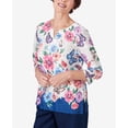 thumbnail image 6 of Alfred Dunner Womens Floral Butterfly Border Split Neck Top, 6 of 6