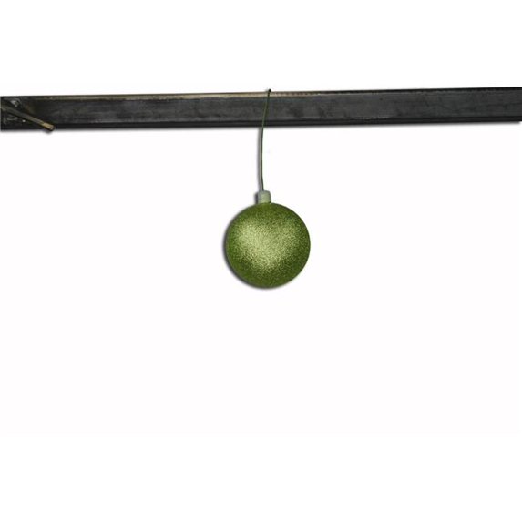 Queens of Christmas ORN-BLKG-80-SG-12PK 3 in. Glitter Ball Ornament with Wire, Sage Green - Pack of 12