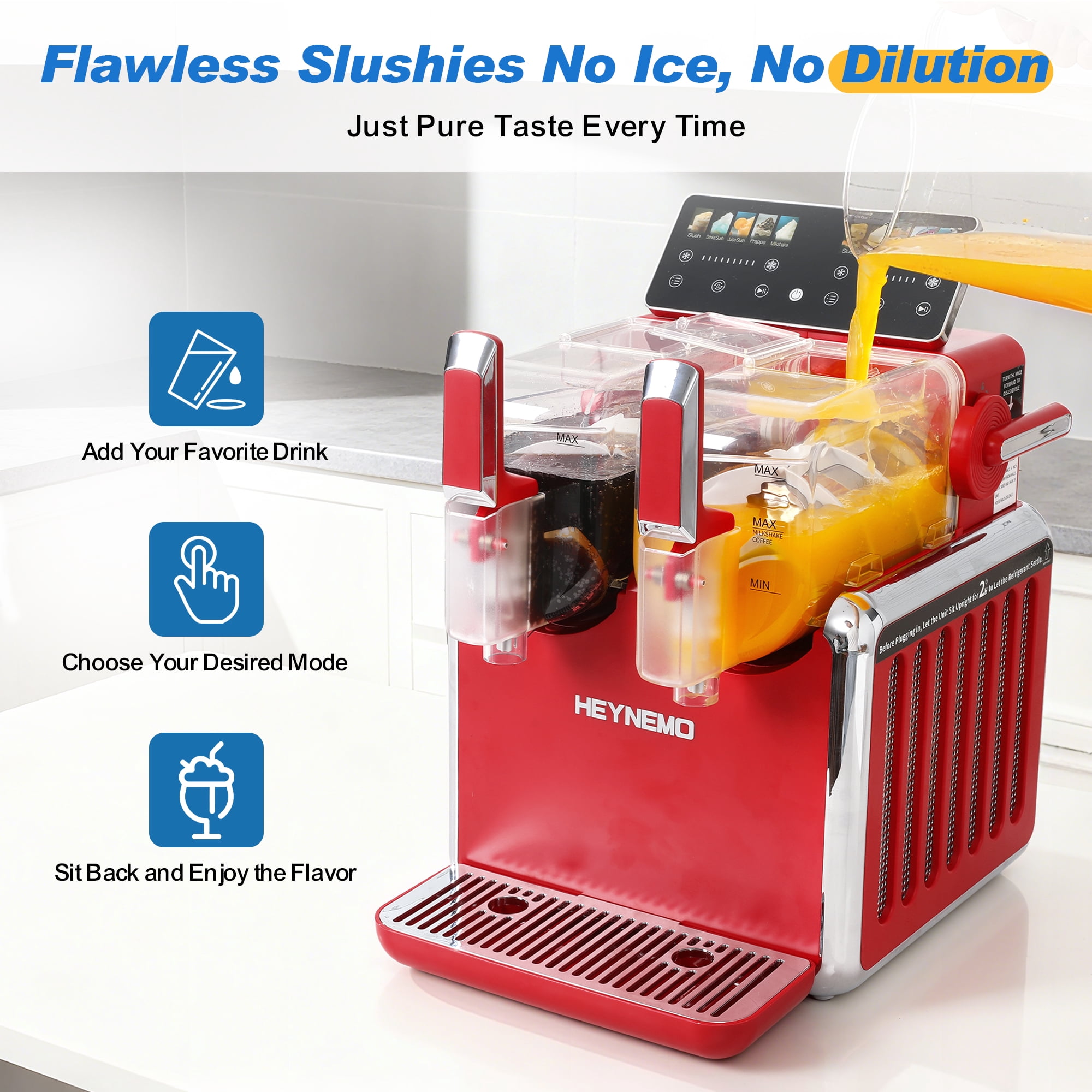CozyHom Dual-Tank Slush Machine for Home: 169oz Frozen Drink Maker with Rapid Chill Technology, Self-Cleaning System & 5 Drink Modes, Keeps Drinks Frozen up to 12 Hours, ETL Certified,Red