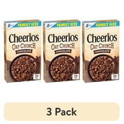 (3 pack) Cheerios Oat Crunch Chocolate Breakfast Cereal, Made with Whole Grain, Family Size, 24 oz