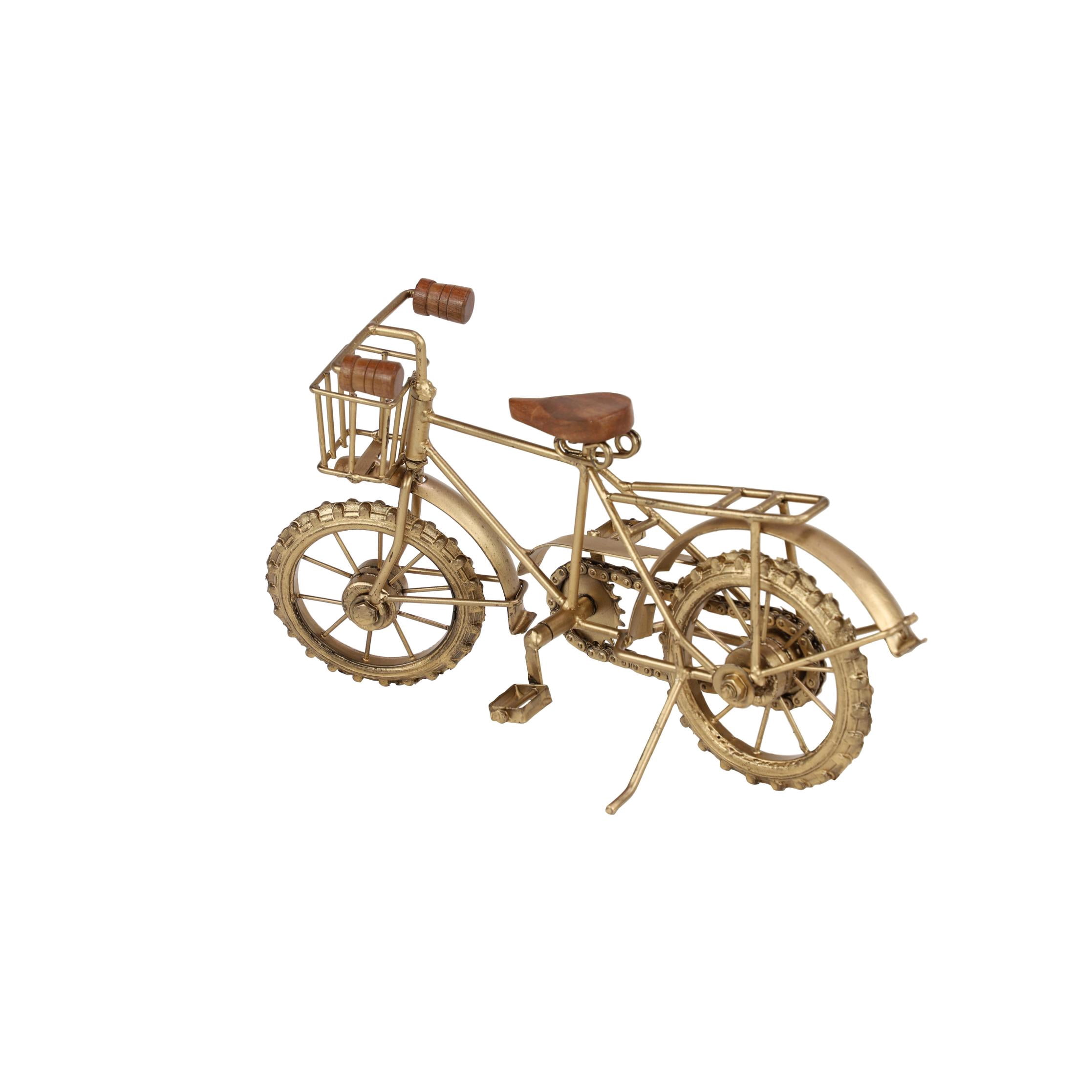 14" x 8" Gold Metal Bike Sculpture, by DecMode