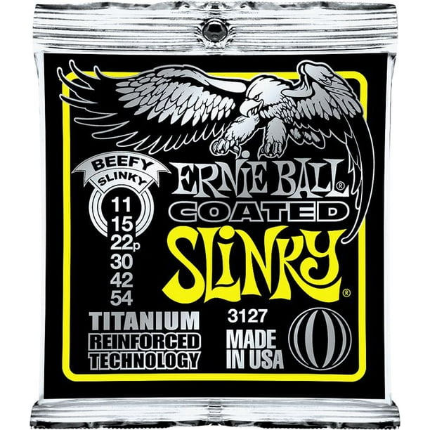 Ernie Ball P03127 Coated Beefy Slinky Electric Guitar Strings, 1154, Made in USA