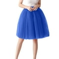 thumbnail image 3 of VUPSGEZ Women's High Waist Pleated Mesh Skirt Mid Length Large Size A Line Skirt (Blue1,M), 3 of 4
