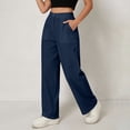 thumbnail image 6 of Atkumj Cotton Linen Pants for Women with Pockets High Waist Button Straight Leg Trouser Pants Casual Solid Color Women Baggy Pants for Everyday Outfit 2XL, 6 of 7