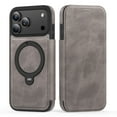 thumbnail image 2 of Allytechgroup For Apple iPhone 16 Flip Case, Kickstand Magnetic PU Leather Shock-Absorbent Protective Case Cover with Card Pocket Credit Card Slot Lightweight Non-Slip for Women Men, Gray, 2 of 8