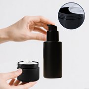 50g Round Empty Container Jar 12 Pieces Refillable Cosmetic Containers,with Label and Spatulas, for Travel Storage Makeup Beauty Products, Face Creams (Black)