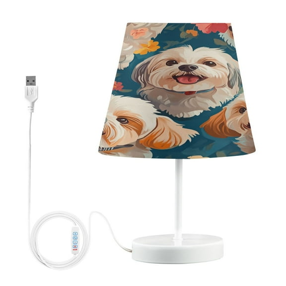 BZSMCE Table Lamp Creative Dogs and Flowers Simple Pattern Night Light