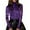 Purple, variant on Women's Elegant Solid Mockneck Knit Top with Long Sleeves and Lace Mesh Overlay, Versatile Sheer Layering Top for Everyday Wear, Crew Neck Sexy See Through Tee Shirt, Party Club Night Lace Blouse