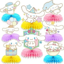 8Pcs Cinnamoroll Theme 3D Double Side Honeycomb Centerpieces Table Toppers,Cartoon Birthday Party Decorations Supplies for kids.