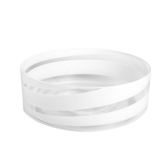 Majestic Gifts Inc. Majestic Gifts European High Quality Glass Decorative Serving/ Salad Bowl -W/ White Swirl Design- 11" Diameter - Made in Europe