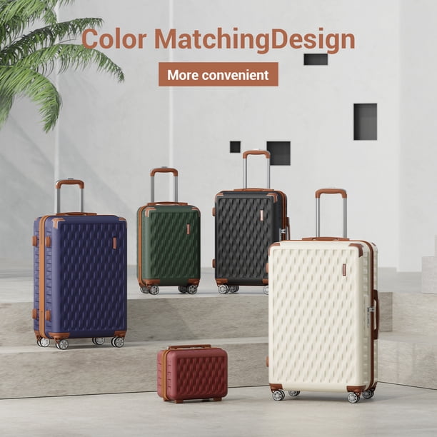 Melalenia - 7 Luggage Sets ABS Hardside Spinner Luggage -With