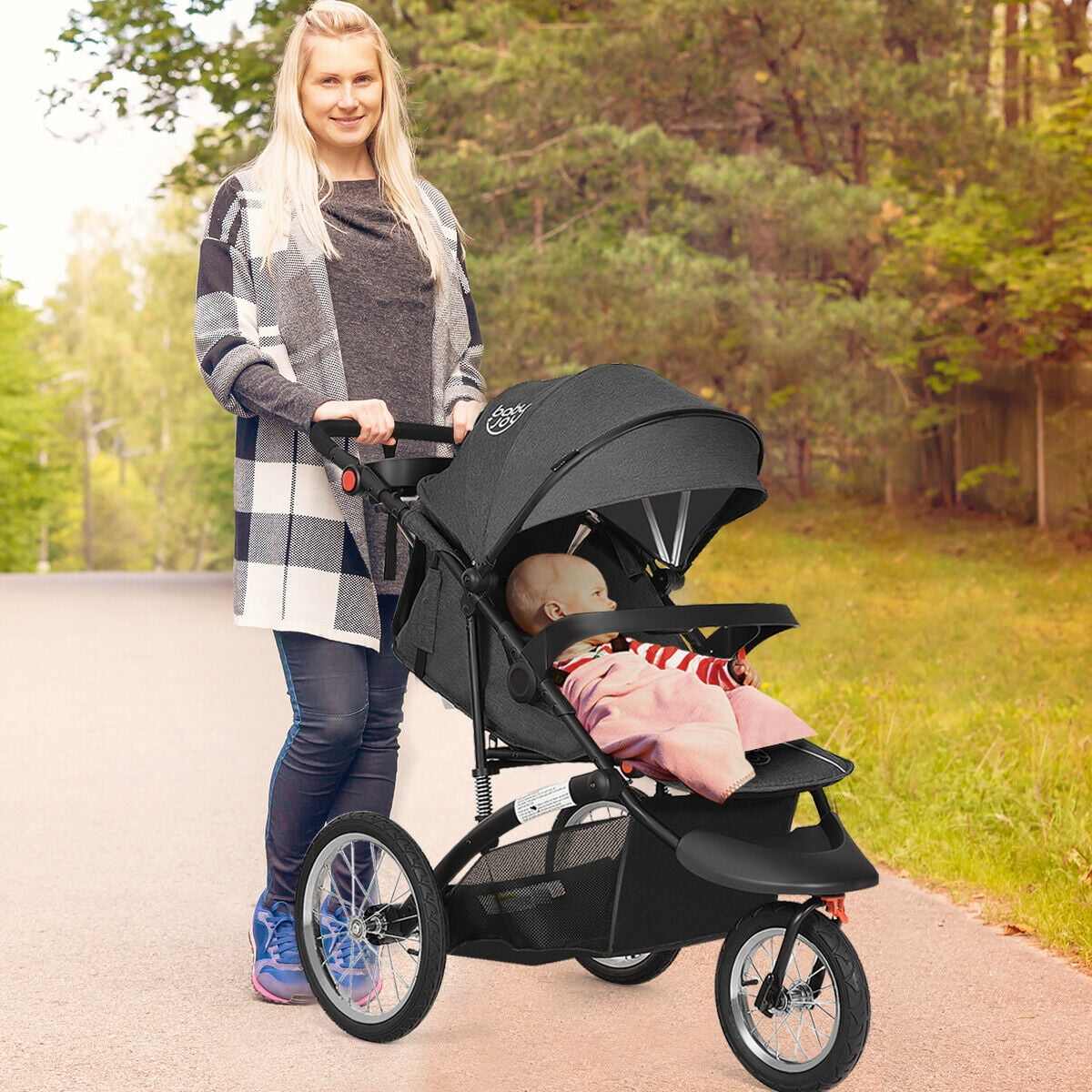 baby joy portable 3 wheel folding baby stroller