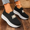 thumbnail image 3 of Platform Walking Shoes for Women Breathable Knit Slip on Loafers Casual Orthopedic Fashion Sneakers, 3 of 6