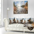 thumbnail image 2 of Designart Rocky Coast of Autumn Lake - Seashore Throw Pillow - 16x16, 2 of 4