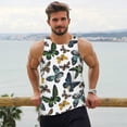 thumbnail image 6 of Gukieu Watercolor Butterflies Print Men's Quick Dry Fitness Vest, Round Neck Sleeveless Fitness Bodybuilding Top-X-Large, 6 of 7