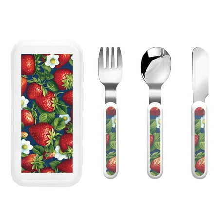 

Kdxio Strawberry2 Toddler Utensils Set - Kids Silverware Set Set Kids Utensils Set with Case for Preschooler Children