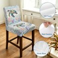 thumbnail image 4 of Sea Turtle Coastal Bar Stool Cover Set of 2, Summer Coral Ocean Gray Blue Wooden Stretch Bar Chair Cover, Removable Washable Pub Counter Stool Chair Slipcover for Kitchen Dining Room Pub Cafe, 4 of 9