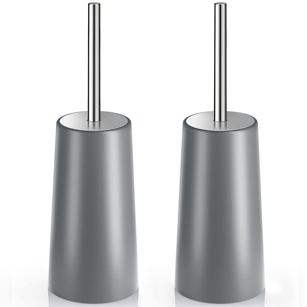 Paquete de 2 cepillos de baño con soporte de acero inoxidable 304 gris