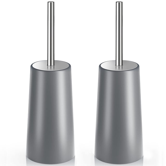 Paquete de 2 cepillos de baño con soporte de acero inoxidable 304 gris